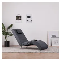 vidaXL Massage Chaiselongue Kunstleder 144 x 79 x 59 cm Grau mit Kissen