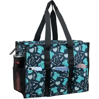 ABAMERICA Krankenschwestertasche für die Arbeit, Pflegetasche, mehrere Taschen, wasserdicht, mit Reißverschluss, klinische Tasche für Pflege-Studenten, Medium