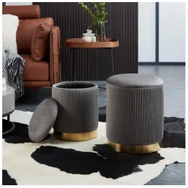 EGLO Hocker Mashike Kunststoff/Samt 36 x 44 x 36 cm Grau/Gold
