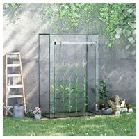 CHICFURN Gewächshaus Tomatenhaus Frühbeet mit Rolltür 100x50x150cm, Packung, Stahlrahmen mit transparenter Kunststoffabdeckung, Für Balkon Terrasse und Garten geeignet weiß