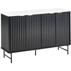 Sideboard mit 4 Türen GLASTONBURY Marmor Optik / Schwarz