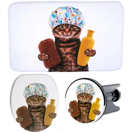 Sanilo 3-teiliges Badezimmer Set Shower Cat«,