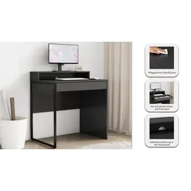 OTTO home Schreibtisch OTTO HOME "Moid, Computertisch in modernem Design", schwarz matt, B:80cm H:85cm T:54cm, Tische, Schreibtisch, Breite 80 cm, mit Schublade, Kabeldurchlass & Metallkufe