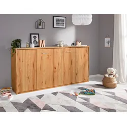Schrankbett PRIESS "Oregon", beige (astkernbuchefarben), H:102cm, Schrankbetten, wahlweise mit LED-Beleuchtung