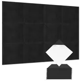 12 Stück Selbstklebende Akustikplatten, Quadratische Schallabsorber aus Polyester zur Schalldämmung, 30 x 30 x 0,9cm Schallschutzplatten für Studio, Home, Büro die Wand Decke (Schwarz)