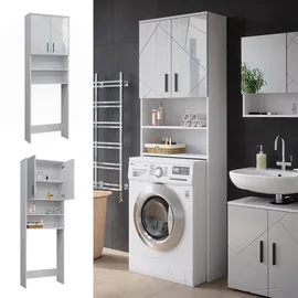 Vicco Irma Waschmaschinenschrank 64 x 190,5 cm Weiß Hochglanz