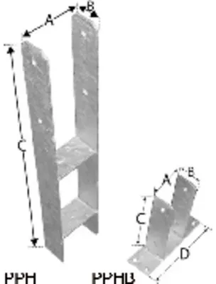 H-Pfostenanker, Stahl feuerverzinkt, PPH 90G
