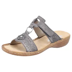 Pantolette, Keilabsatz, Sommerschuh, Schlappen Mit Schmuck-Applikation, Gr. 37, grau, , 43187834-37
