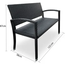 CASARIA Gartenbank 122 x 58 x 87 cm Schwarz