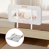 Vevor Bettgitter, Bettschutzgitter mit verstärktem Eisenrohr und Oxford-Stoff, 45-67 cm höhenverstellbares Kinderbettgitter, Kinderbettschutzgitter, Rausfallschutz für Kinderbett, Etagenbett