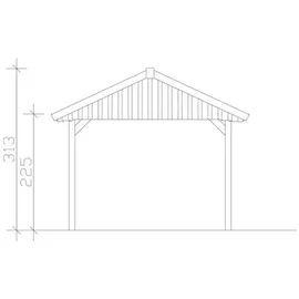 SKANHOLZ Satteldach-Carport Wallgau 3,80 x 9,00 m grau mit roten Schindeln