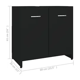 vidaXL Unterschrank 60 x 61 x 33 cm schwarz