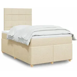 vidaXL Boxspringbett mit Matratze Creme 120x200 cm Stoff