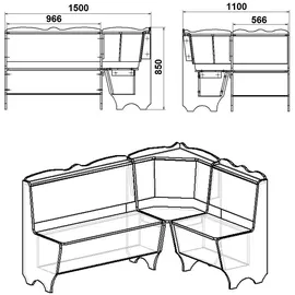 RODNIK Eckbank, Sitzbank, Truhenbank Kunstleder, Esstisch ausklappbar weiß - Grau/Weiß