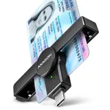 AXAGON CRE-SMPC USB-C Smart card/ID card PocketReader USB Typ-C, Schwarz,