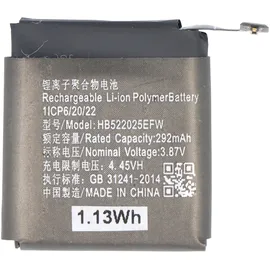AccuCell Akku passend für Huawei Watch GT 3 42mm, Li-Polymer, 3,87V, 292mAh, 1,13Wh, ohne Werkzeug