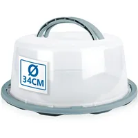 Stimo Kuchen Transportbox rund mit Tragegriff Tortenhaube Kuchenbehälter mit Klickverschluss (Pastell-Blau)