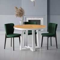 Esstisch Liesl stilvoll Küchentisch mit Holzbeine Runde Tisch im Loft Stil für Esszimmer, Farbe: Eiche Lanzelot, Große: 100x180 cm, Beinefarbe: ...