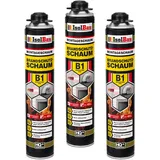 Isolbau - Bauschaum B1 - Montageschaum - PU-Schaum 3 x 750 ml - Pistolenschaum - 1K Brandschutzschaum - Dämmschaum - Abdichtung, Wärmedämmung und Schalldämmung