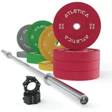 Atletica Beta Powerlifting Hantelstangen Set Spezielle Powerlifting-Langhantel | 190kg Bumper Plates | Pro Collars | Kraft und Präzision Beta Powerlifting Hantelstange Farbe Chrome