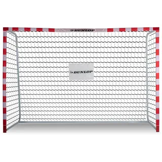 Dunlop Fußballtor - Fussballtor 300 x 200 x 110 cm - Fußball Tor - Fussballtore für Garten Kinder und Erwachsene - Fussball Trainingszubehör für Innen und Außen - Metall - Weiß/Rot