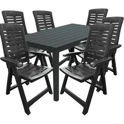 Garten Sitzgarnitur Gartenmöbel Outdoormöbel 7tlg Anthrazit Holzoptik