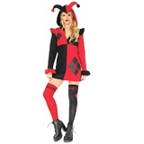Leg Avenue Clown-Kostüm Harlekina Hoodie Dress - Kostümkleid für Fasching rot S