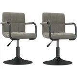 vidaXL Esszimmerstühle 2 Stk. Drehbar Hellgrau Samt