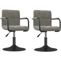 vidaXL Esszimmerstühle 2 Stk. Drehbar Hellgrau Samt