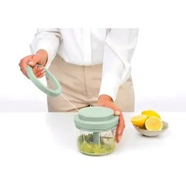 Brabantia TASTY+ Manueller Lebensmittelzerkleinerer | Handbetriebener Minizerkleinerer mit Edelstahlklingen | Zerkleinern und Verquirlen | Kompaktes Küchenwerkzeug | Jade Green