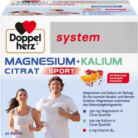 Doppelherz System Magnesium + Kalium Citrat Sport Portionsbeutel 40 St.
