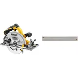 DEWALT 18V Akku-Handkreissäge DCS572NT (bürstenlos, 58 mm Schnitttiefe, mit Spindelarretierung) & Führungsschiene (1.500 mm Länge, für Tauchkreissägen) DWS5022