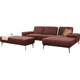 W.Schillig Ecksofa "run, Designsofa mit tollem Sitzkomfort, bequem, L-Form", rot (rosso marone z73), B:299cm H:88cm T:178cm, Longlife Xtra-Leder Z73: Naturwalkleder der Luxusklasse aus den erlesensten Rohhäuten.