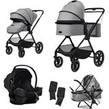 Babywelt Moon Kombikinderwagen Clicc (2025) Trio-Set inkl. Babyschale Cosmo, grau
