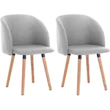2xEsszimmerstühle Polsterstuhl Wohnzimmerstuhl Leinen Holz Hellgrau BH120hgr-2