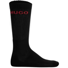 Hugo Herren Socken, 6er Pack - RIB LOGO, Logo, gerippt, uni Schwarz 39-42