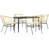 VidaXL 5-tlg. Garten-Essgruppe mit Kissen Braun Poly Rattan Glas