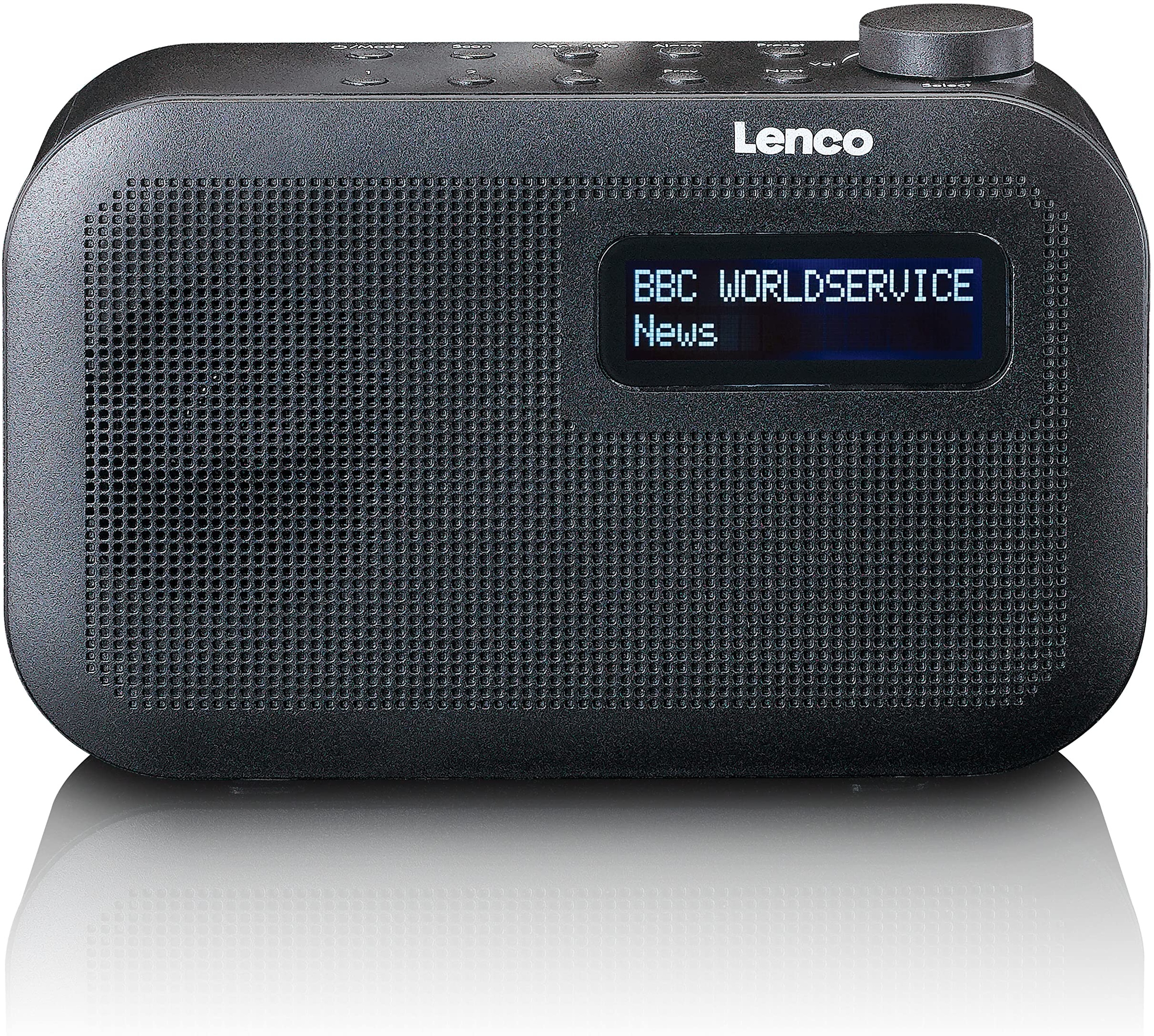 Lenco PDR-016 tragbares DAB+ Radio - Bluetooth 5.0 - PLL FM Radio - 3 Speicherplatztasten - Netzadapter - Teleskopantenne - schwarz