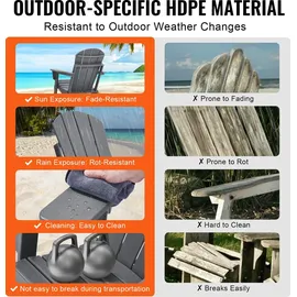 Vevor Adirondack-Stuhl 2er-Set 55 x 70 x 106 cm grau