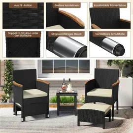 Yaheetech Rattan Set 5-tlg. Schwarz/Beige