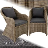 Tectake Aluminium Rattansessel 2er Set  kein Aufbau  natur 2 St.