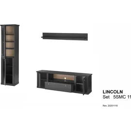 Home Affaire Wohnwand HOME AFFAIRE "Lincoln, moderne Anbauwand, Komplettset im Landhausstil", schwarz matt, B:270cm H:200cm T:42cm, Kastenmöbel-Sets, Wohnwand, enthält Vitrine, Lowboard und Wandboard, 270 cm breit