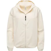 Ragwear Damen, Leichte Übergangsjacke Sommerjacke kurz mit Kapuze Vinzie B YOUMODO Ecru Gr. S (36), beige 100% Nylon, lässig geschnitten hüftlang, Ärmel ohne Ärmelschlitz elastischer Bund Gummizug, Jacken Outdoorjacke, mit