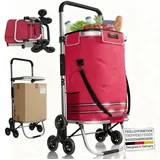 Juskys 3in1 Einkaufstrolley Rot 56 l