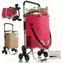 Juskys 3in1 Einkaufstrolley Rot 56 l