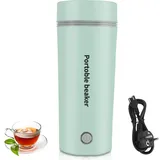 HIULLEN Reise Wasserkocher Klein, 450ml Tragbarer Elektrischer Wasserkocher, 3 in 1 Mini Thermoskanne, Schnellkoch-Teekanne-Heizbecher, 304 Edelstahlliner, für Tee, Kaffee, Babymilch, Camping