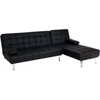 HHG - Schlafsofa 729, Couch Ecksofa Sofa, Liegefläche links/rechts Schlaffunktion 236cm Kunstleder schwarz