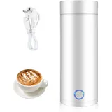 mizikuu Kleiner Tragbarer Wasserkocher, 3-in-1 Reise Elektrischer Wasserkocher 304 Edelstahl Elektrischer Wasserkocher 5 Minutes Quick Cooking Reise Wasserkocher für Kaffee und Teezubereitung, Weiß