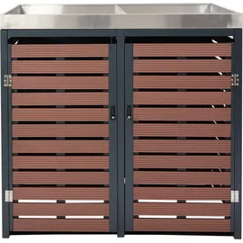 Mendler Mülltonnenverkleidung HWC-K14 124 x 134 x 84 cm walnuss