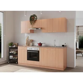 Respekta Küchenzeile Gerda 210 cm E-Geräte Edelstahlkochmulde buche nachbildung